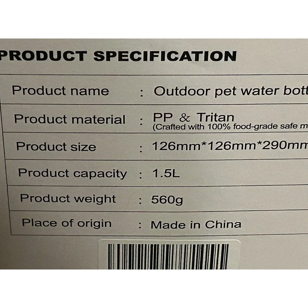53oz Large Dog Water Bottle W/ Water And Food Bowl Portable Feeding Brand New